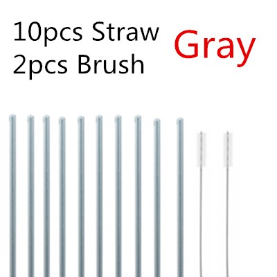 4/10PC Special Fine Curved Glass Straight Bend  Drinking Glass Straws Reusable Eco-friendly With Cleaning Brush
