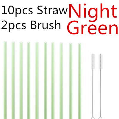 4/10PC Special Fine Curved Glass Straight Bend  Drinking Glass Straws Reusable Eco-friendly With Cleaning Brush