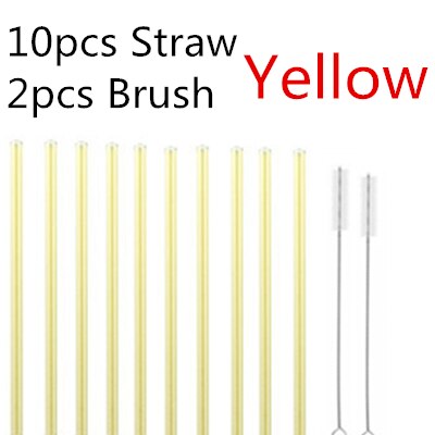 4/10PC Special Fine Curved Glass Straight Bend  Drinking Glass Straws Reusable Eco-friendly With Cleaning Brush