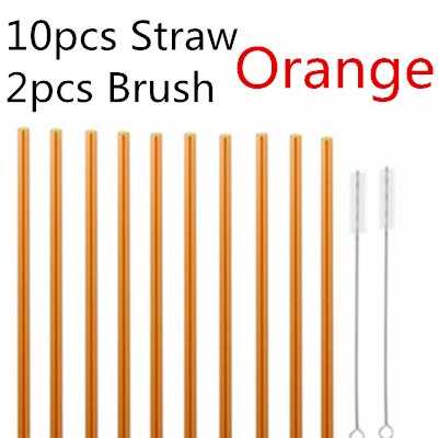 4/10PC Special Fine Curved Glass Straight Bend  Drinking Glass Straws Reusable Eco-friendly With Cleaning Brush