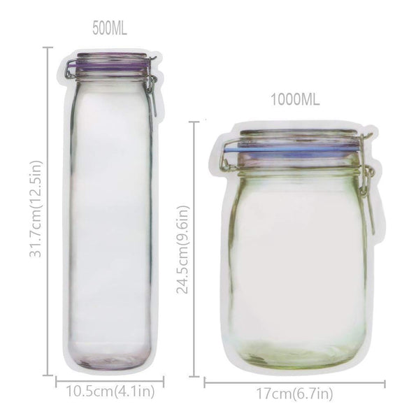 LMETJMA 12 Pieces Mason Jar Zipper Bags Reusable Snack Saver Bag Leakproof Food Sandwich Storage Bags for Travel Kids KC0216