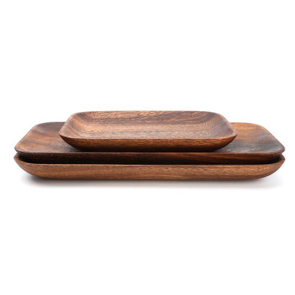 Japanese Acacia Solid Wood Tray Dinner Plate Disc Coffee Tea Tray Fruit Bread Food Dessert Breakfast Plate Square Rectangle