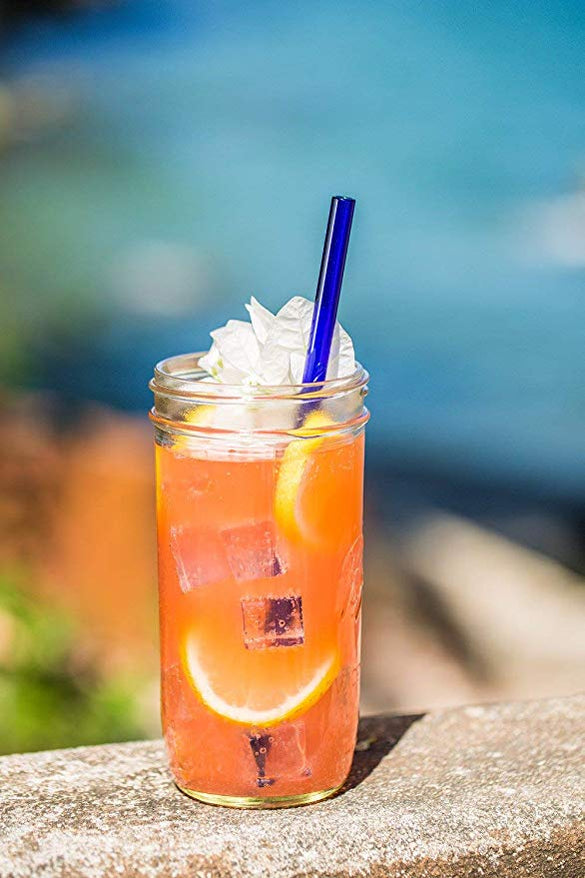 4/10PC Special Fine Curved Glass Straight Bend  Drinking Glass Straws Reusable Eco-friendly With Cleaning Brush