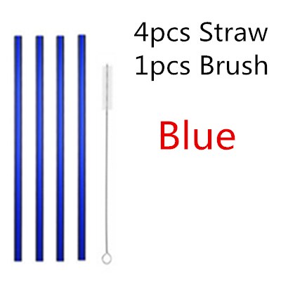4/10PC Special Fine Curved Glass Straight Bend  Drinking Glass Straws Reusable Eco-friendly With Cleaning Brush