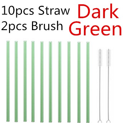 4/10PC Special Fine Curved Glass Straight Bend  Drinking Glass Straws Reusable Eco-friendly With Cleaning Brush