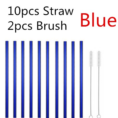 4/10PC Special Fine Curved Glass Straight Bend  Drinking Glass Straws Reusable Eco-friendly With Cleaning Brush