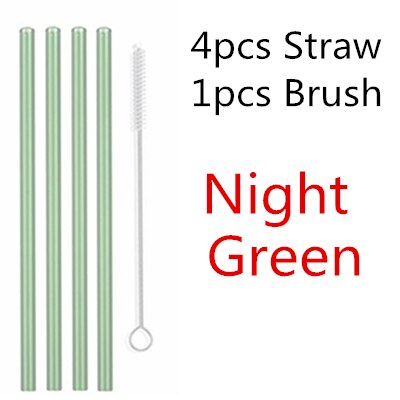 4/10PC Special Fine Curved Glass Straight Bend  Drinking Glass Straws Reusable Eco-friendly With Cleaning Brush