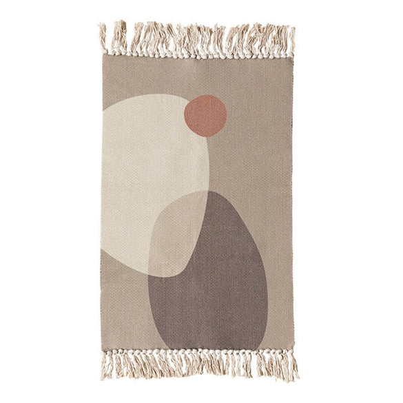 Canvas Rug Morandi Mix Colors Oblong Carpet with Tassel Area Rugs Macrame Kitchen Rug Badroom Floor Mats Nordic Chic Room Decor (As Picture 90x60cm)