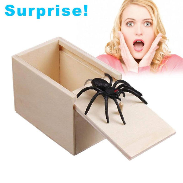 April Fool's Day gift Wooden Prank Trick Practical Joke Home Office Scare Toy Box Gag Spider Mouse Kids Funny Gift