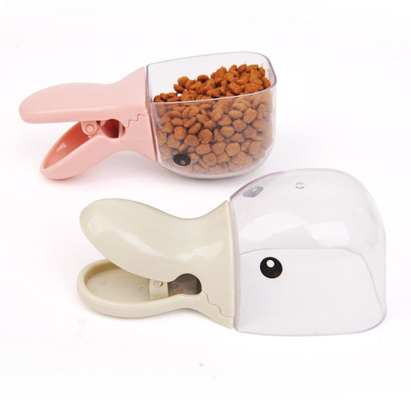 Cute Pet Food Spoon Measuring Cup Multifunction Food Bag Sealing Clip Pet Cat Dog Food Snack Feeding Cup Scoop Water Bowl
