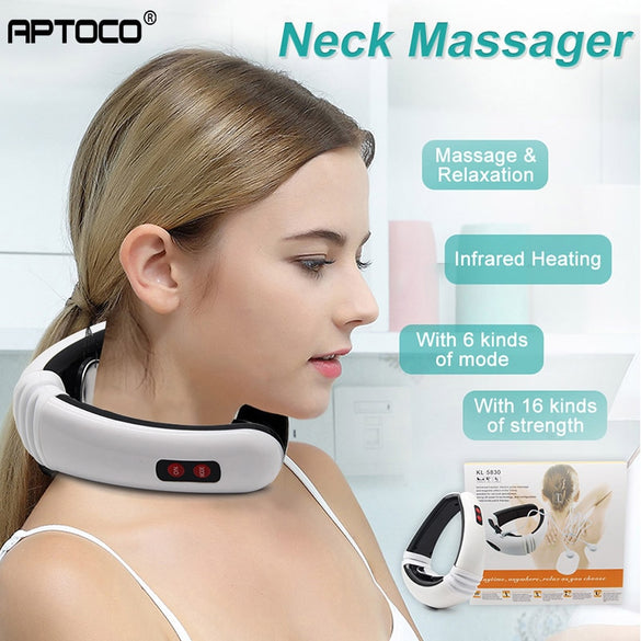 Aptoco Electric Pulse Back and Neck Massager Far Infrared Pain Relief Tool Health Care Relaxation