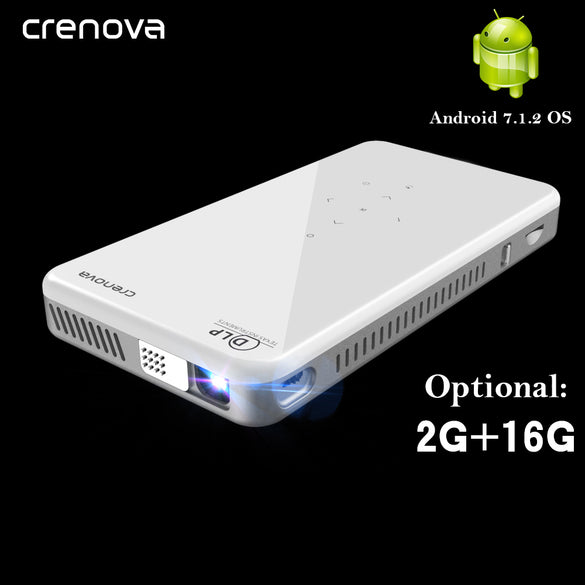 CRENOVA 2019 Newest Mini Projector X2 With Android 7.1OS WIFI Bluetooth (2G+16G), Support 4K Video Portable 3D Projector Beamer