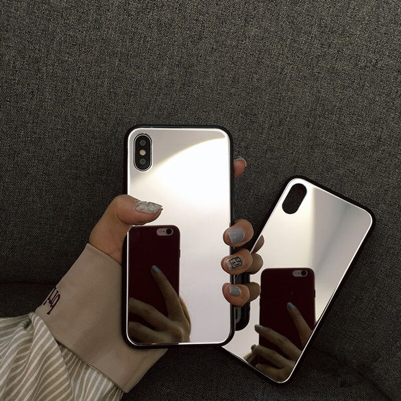 Luxury Clear Makeup Mirror Phone Case for iPhone 8 7 6 6S Plus Hard Tempered Glass Back Cover For iphone X XS MAX XR Woman Cases