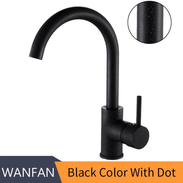 Kitchen Faucets Black Color Rotating Copper Crane Kitchen Sink Faucet Hot And Cold Water Brass Taps Kitchen Mixer Tap 7114R