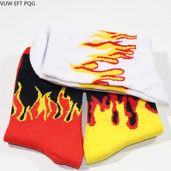 3pcs/lot woman man Hip Hop Fire Crew Socks Red Flame Blaze Power Torch Hot Warmth Street Skateboard Cotton Long Socks