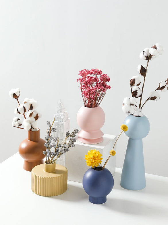 Ceramic Vase Home Decoration Accessories Living Room Simple Flower Arrangement Flower Wine Cabinet Decoration Flower