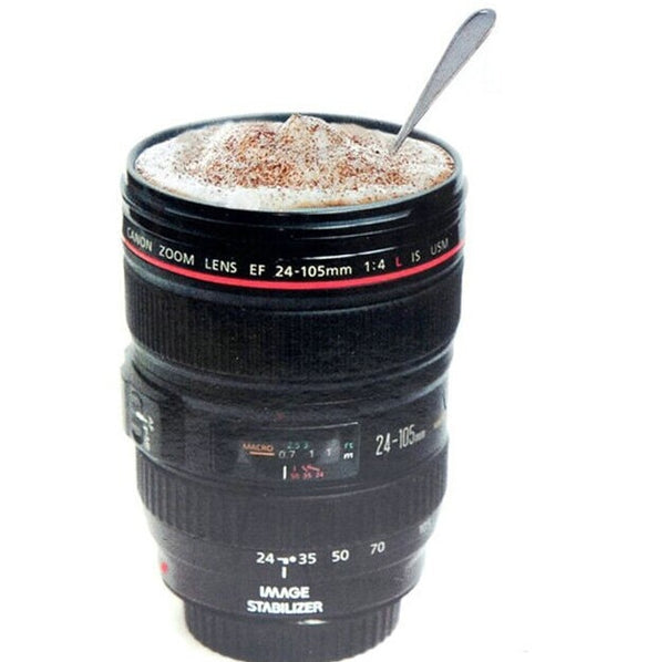 New Coffee Lens Emulation Camera Mug  Beer mug Wine With Lid Black Plastic Cup&Caniam Logo  Mugs tazas cafe