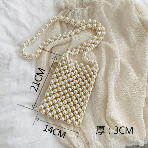 Handwoven Pearl Mini Crossbody Purse