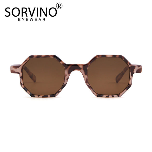 SORVINO Unique Vintage Women Octagon Sunglasses 2020 Brand Designer Skinny Frame Square Sun Glasses White Red Pink Oculos SVN71