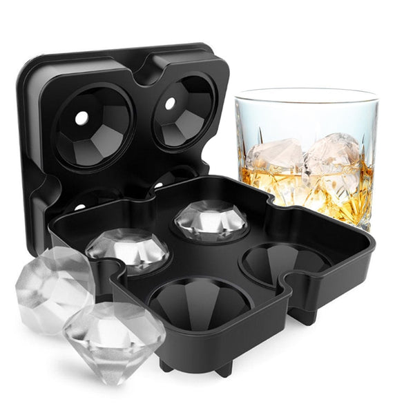 1Pc Silicone Ice Cube Maker 3D Diamond Shape Ice Mold Creative Ice Cube Tray Baking Mould Ice Cream Tools Kitchen Accessories