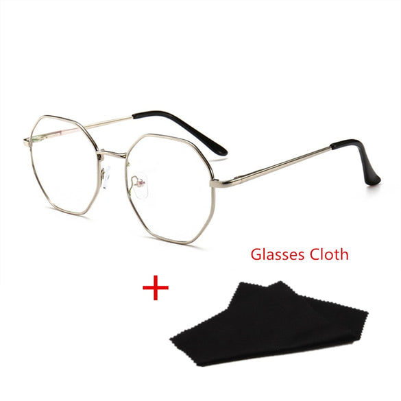 Men Vintage Anti Blue light Glasses Frame Round Women Lens Myopia Optical Mirror Simple Metal Anti-blue Clear Eyewear Frames