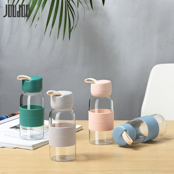 Hot Selling Glass Sport Water Bottle With Silicone Sleeve Fruit Tea Milk Coffee Summer Bottles For Water Tumbler Drinking Glass
