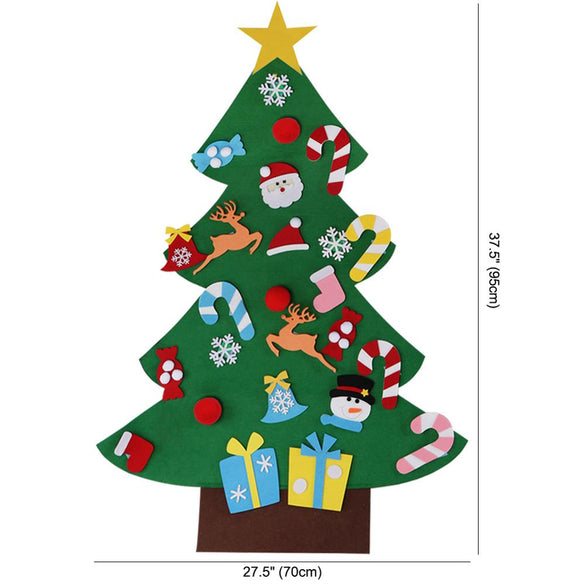 OurWarm DIY Felt Christmas Tree New Year Gifts Kids Toys Artificial Tree Wall Hanging Ornaments Christmas Decoration for Home (95x70cm)