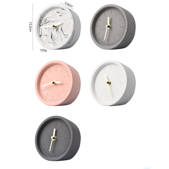 Nordic INS Home Decoration Ornaments Cement Desk Clock Concrete Table clock round relogio de mesa 탁상시계 настольные часы klokje