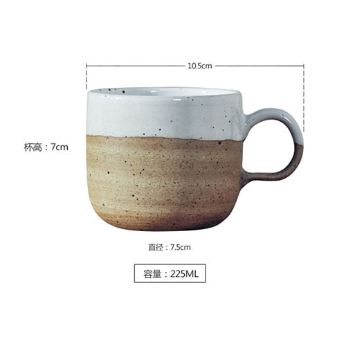 225ML Nordic Art Retro Frosted Ceramic Coffee Cup Single Modern Household Stoneware Coffee Mug American Office Afternoon Tea Set (A-225ml)