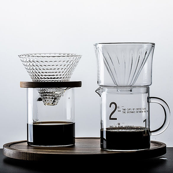 450ML Simple Glass Coffee Cup Sharing Pot Coffee Pot Double Glass Coffee Filter Cup Funnel Set V60 Reusable Coffee Glass Filters