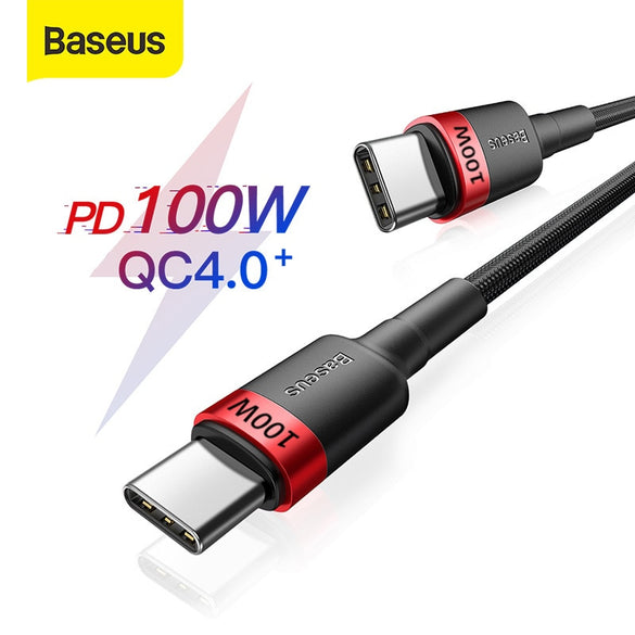 Baseus USB C to USB Type C Cable for Xiaomi Redmi Note 8 Pro Quick Charge 4.0 PD 100W Fast Charging for MacBook Pro Charge Cable