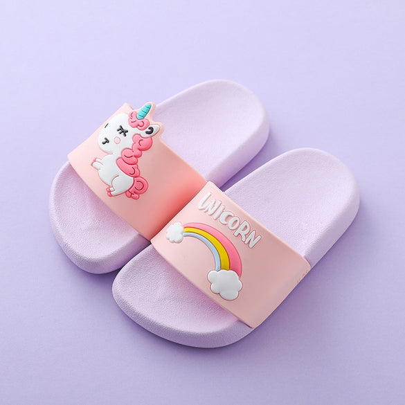 Suihyung Rainbow Unicorn Slippers For Boys Girls New Summer Kids Beach Shoes Baby Toddler Soft Indoor Slippers Children Sandals