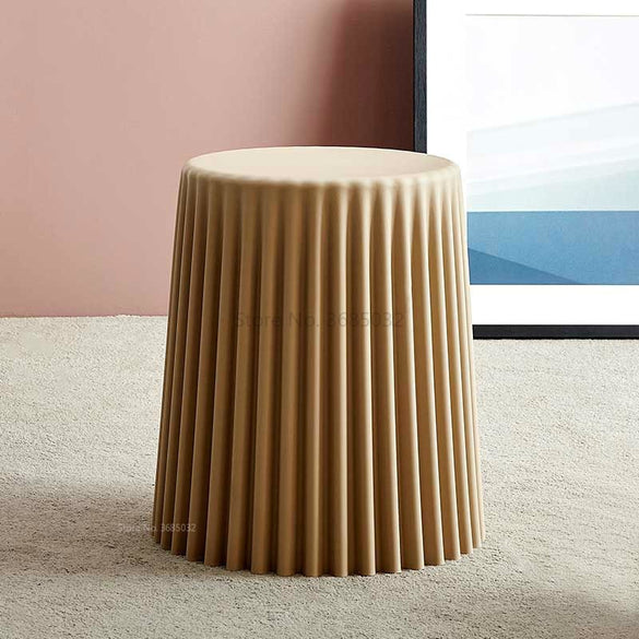Pink Wrinkle Plastic Coffee Table Living Room Side Table Bedside Macaroon Color Round Table Creative Stool Cake-shape Home Decor