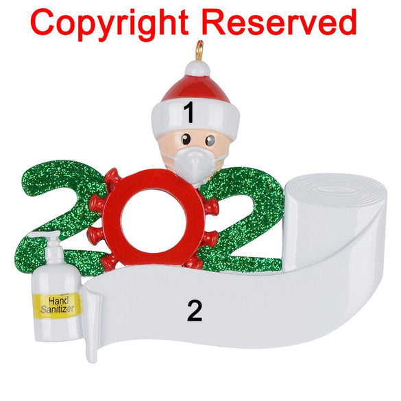 2020 Quarantine Christmas Birthdays Party Decoration Gift Product Personalized Family Of 5 Ornament, Pandemic -Social Distancing
