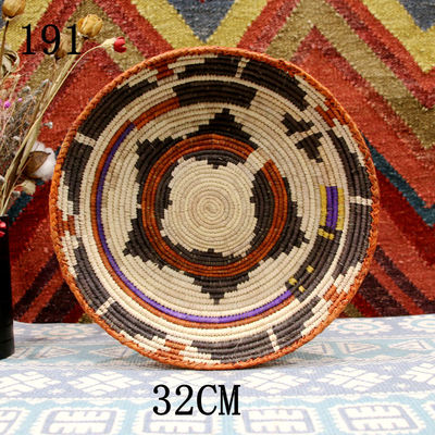 30 cm-39 cm Round Rustic Hand-woven Straw Designer Model Room Background Wall Hanging Decoration Fruit Plate Bowls