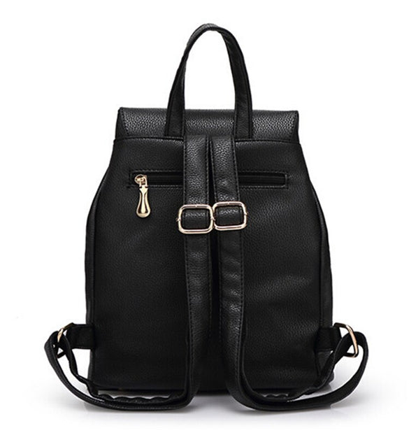 DIDA BEAR Women Leather Backpack Black Bolsas Mochila Feminina Large Girl Schoolbag Travel Bag School Backpacks Candy Color