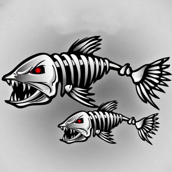 2 X Aliauto 3D Car Accessories Car-styling Skeleton Shark Car Sticker and Decal Go Fish for Motorcycle Volkswagen Golf Bmw Ford
