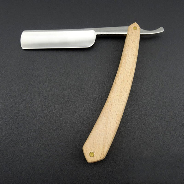 Blank Men Shaving Straight Razor Classic Pure Beech Wood Handle Barber Razors Sharpened Preliminary Knife Razor