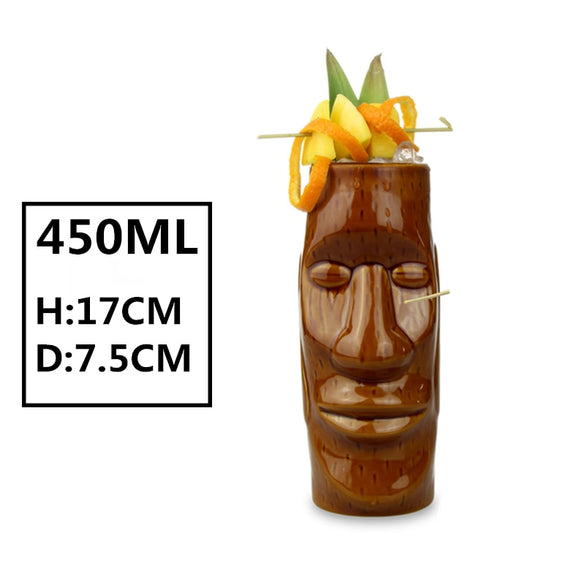 New Hawaii Tiki Mugs Cocktail Cup Beer Beverage Mug Wine Mug Ceramic Easter Islander Tiki Mug 450ml