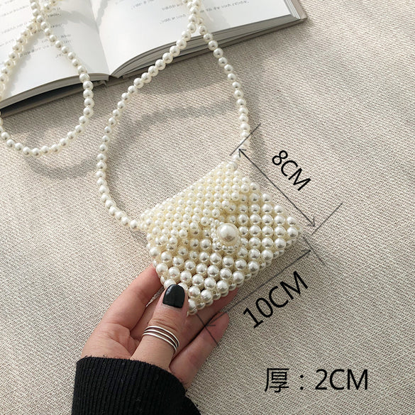 Handwoven Pearl Mini Crossbody Purse