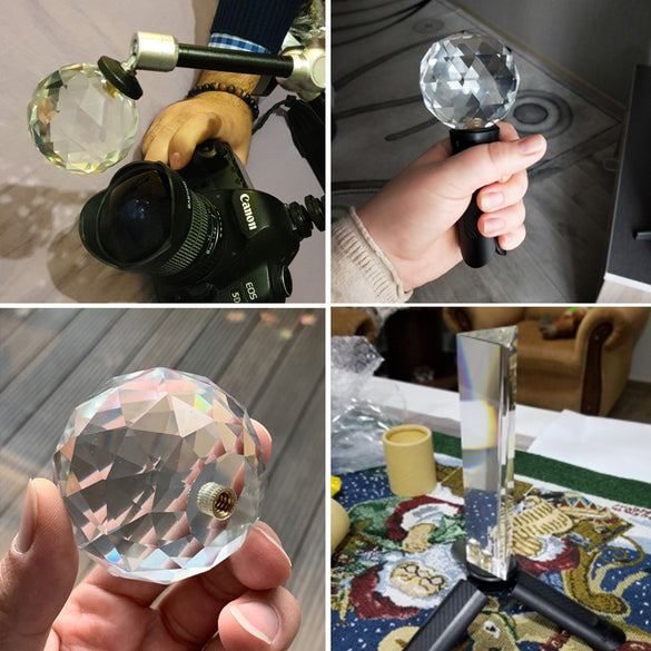 Crystal Prism DIY Photography Studio Accessories Crystal Prism Ball With 1/4'' Screw Beam Splitting kaleidoscope Lens Filter