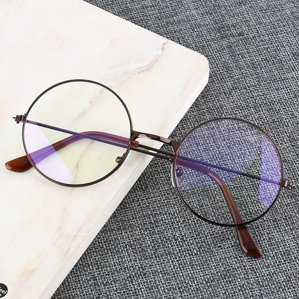 Vintage Round Metal Frame Blue Light Blocking Personality College Style Clear Lens Eye Glasses Eye Protection Mobile Phone Game