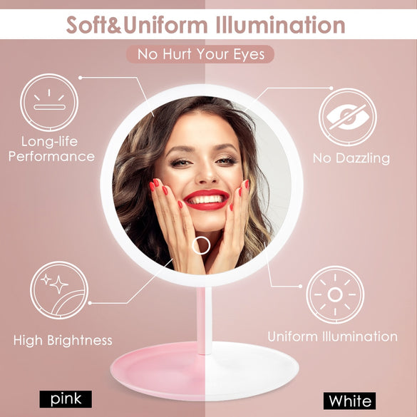 LED Light Makeup Mirror Vanity Table Lamp Fashion 360° Rotation Brightness Adjustable Beauty Cosmetic Mirror Drop Shipping