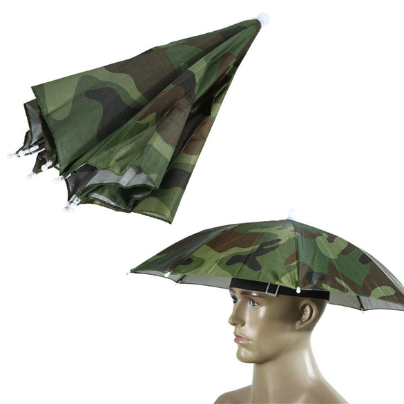 Portable Rain Umbrella Hat Army Green Foldable Outdoor Pesca Sun Shade Waterproof Camping Fishing Headwear Cap Beach Head Hats