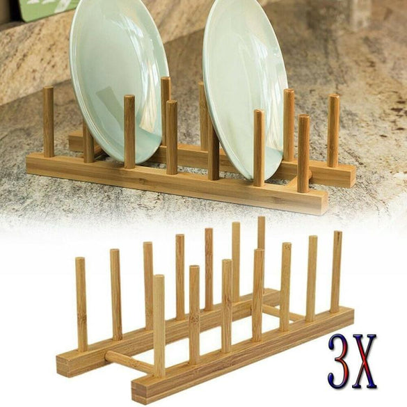 Bamboo Dish Pot Lid Shelf Rack Dishes Plate Drainboard Drying Drainer Storage Rack Pan Cover Stand Kitchen Cabinet Organizer New