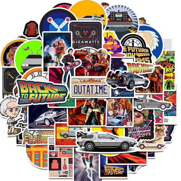 50Pcs Movie Back To The Future Stickers Pack For On The Laptop Fridge Phone Skateboard Travel Suitcase Sticker (Back To The Future)