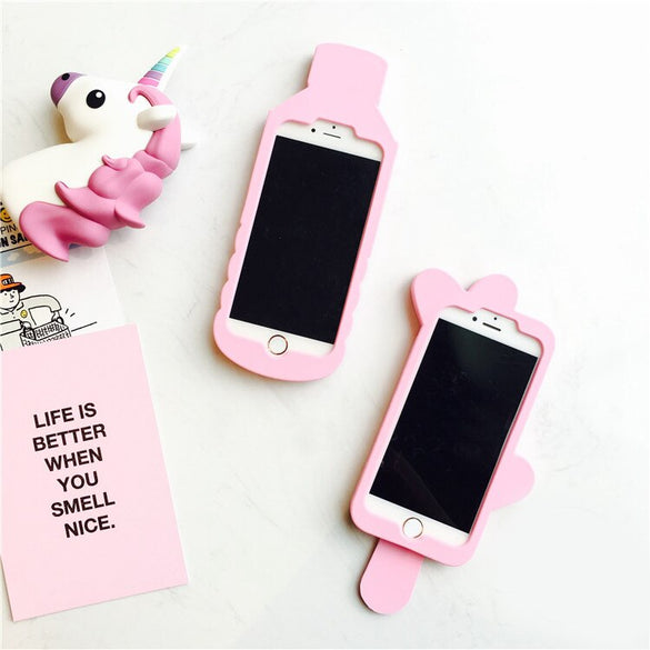 Lovely New 3D silicone Boy Tears Drinks Bottle Soft Silicone Back Cover Case for iPhone 5 5s 6 6s 7 Plus Cases Rubber Covers