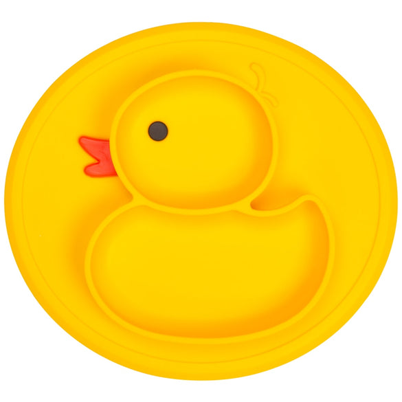 Qshare Baby Plate Duck Dishes Table Mat Silicone platos Suction Tray Antislip Mini Mat Children Kids Meal Fruits Feeding pratos