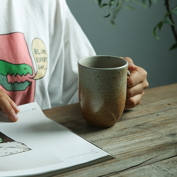 ANTOWALL Retro Style Hand-Painted Mug Coffee Milk Mug with Saucer Breakfast Mug