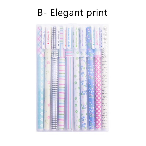 10pcs Multi Color Pen Set Ballpoint 0.5mm Gel Ink Pens for Writing Drawing Cute Animal Galaxy Flower School Student Gift A6230